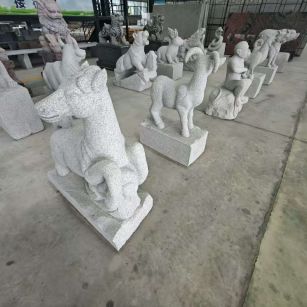珠海芝麻白雕刻 十二生肖 异形雕刻