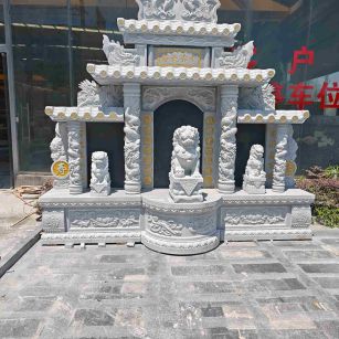 珠海芝麻白中国黑石材套墓 花岗岩墓碑