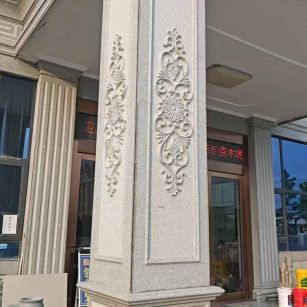 珠海芝麻白别墅雕刻柱子  黄金麻