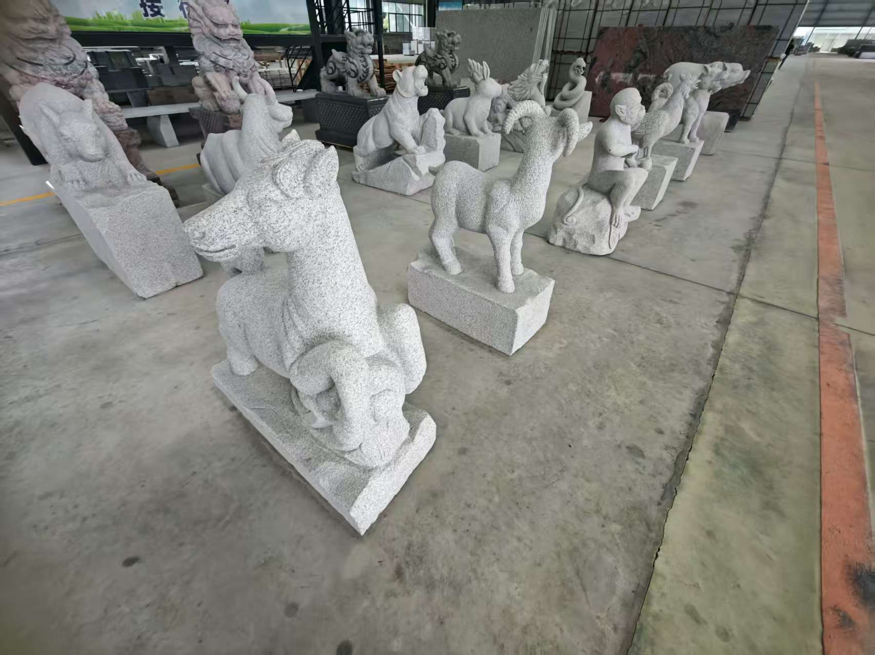 珠海芝麻白雕刻 十二生肖 异形雕刻